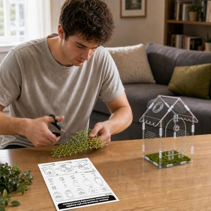 Jumping Spider Enclosure Kit, 5x5x8 Acrylic Terrarium Starter Set | Front-opening design Vertical habitat layout,Transparent viewing panels for desks, shelves and pet rooms