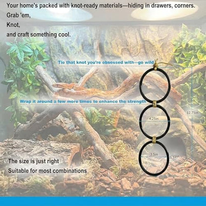 Horsmiyla 3-Ring DIY Snake Climbing Rings for Ball Python Tank Decor | Customizable Vertical Reptile Enrichment Toys, Reptile Cage Accessories Fit Chameleon & All Reptile Habitats