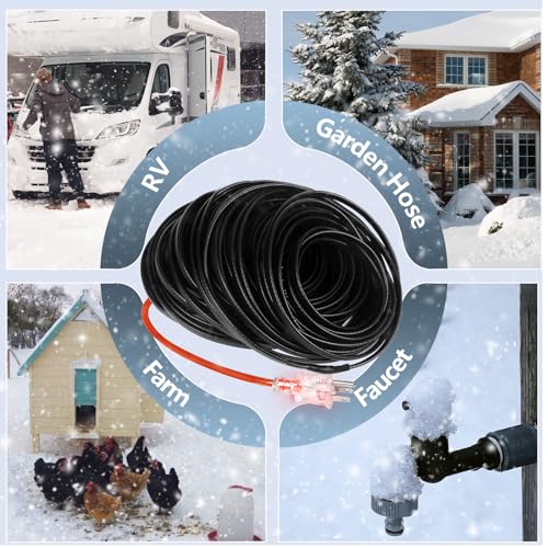 3FT Heating Cable for Metal and Plastic Home Pipes, Energy-efficient | Heat Tape for Water Pipes, Pipe Freeze Protection, Keeps Water Flowing at -40℉, 120V (3FT) - size: 3FT