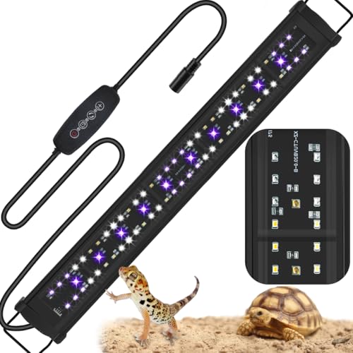 LED UVB Reptile Light with Timer & Dimmer, Adjustable 10.0-20.0 UVA UVB Fixture, Full Spectrum Sunlamp for Bearded Dragons, Turtles, Snakes, Desert & Tropical Habitats, 22-Inch - size: 22 Inch