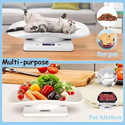 Digital Pet Scale, LCD Electronic Weighing Scale with Tray, Max. 33 lbs | Portable Small Animal Weight Scale, Multifunction Kitchen Scale for Food/Lizard/Puppy/Kitten/Hamster/Whelping