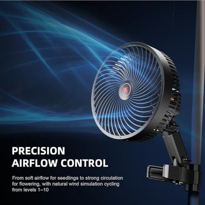 Spider Farmer New Grow Tent Clip Fan 6", EC Motor, Custom 10 Dynamic Wind Speeds and 10-Level Oscillation, Weatherproof IP-54, Powerful Airflow but Quiet for Hydroponics Circulation Cooling - size: 1PC