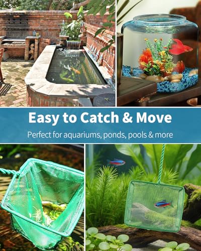 Pawfly Aquarium Fish Net with Braided Metal Handle Square Net with Soft Fine Mesh Sludge Food Residue Wastes Skimming Cleaning Net for Fish Tanks Small Koi Ponds and Pools - style: 5 Inch