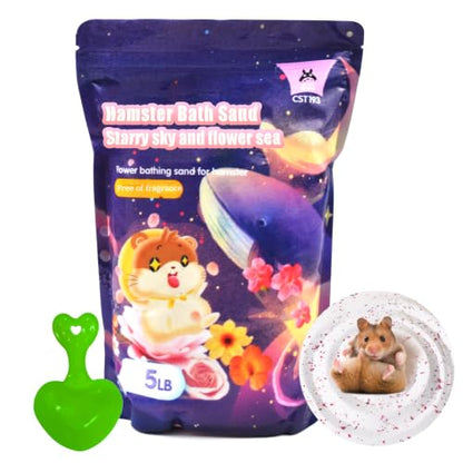 Hamster Bath Sand,5LB Dust Free Hamsters Bathing Sand Natural Petals Scented Desert Sand or Potty Litter Sand for Chinchilla Guinea Pigs Gerbil Mice Small Animals