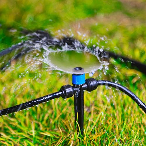 Push-to-Fit Drip Irrigation Vortex Emitters for 1/4" Drip Irrigation Tubing, 20 Pcs Adjustable 360 Degree Water Flow Fan Shape Drippers with Stake in-Line Drip System Emitter - size: Push-to-fit Vortex Emitters - 20 Pieces