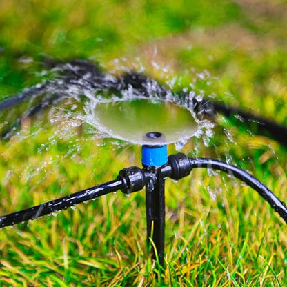 Push-to-Fit Drip Irrigation Vortex Emitters for 1/4" Drip Irrigation Tubing, 20 Pcs Adjustable 360 Degree Water Flow Fan Shape Drippers with Stake in-Line Drip System Emitter - size: Push-to-fit Vortex Emitters - 20 Pieces