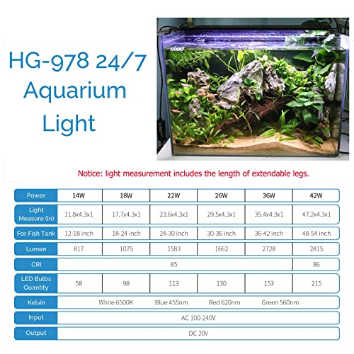 hygger Advanced LED Aquarium Light with Timer, 24/7 Lighting Cycle & DIY Mode, Full Spectrum Fish Tank Light for 12-17 in Freshwater Planted Tank - size: 12"- 17"(14W)