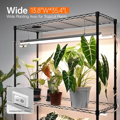 4-Tier Plant Shelf with Grow Light, 35.4x13.8x70.8in | Grow Light Shelf, Indoor Plant Stand, 6-Pack Full Spectrum LED Plant Lights, Timer, 90W Total, Ideal for Seed Starting