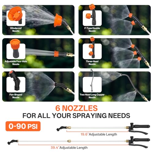 Maxlander 4.2 Gal Battery Powered Backpack Sprayer with 2 x 2.0Ah Battery | 90 Psi Adjustable Pressure, 6 Spray Nozzles, Reach Over 17 Feet, 2 Hours Runtimes, Waist Support