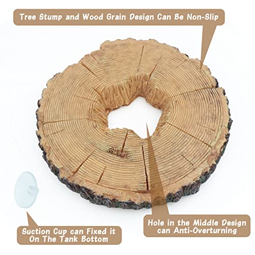 AQUA KT Aquatic Turtle Tree Trunk Round Freestanding Floating Dock Island Climbing Basking Platform Large Non Slip with Suction Cup, for Pond and Amphibian Reptile Terrarium Habitat - color: Large