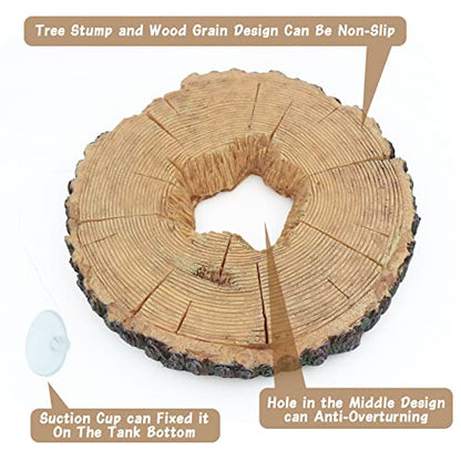AQUA KT Aquatic Turtle Tree Trunk Round Freestanding Floating Dock Island Climbing Basking Platform Large Non Slip with Suction Cup, for Pond and Amphibian Reptile Terrarium Habitat - color: Large