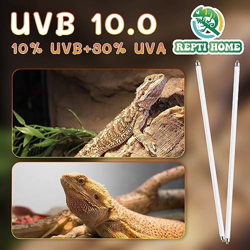 T5 UVB Reptile Light 39W 10.0, UVA Light Bulb for Reptiles, 2 Pack Lamp Tube for Bearded Dragon - size: 2 pack T5 Tube-39W 10.0