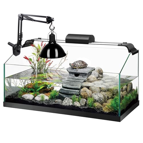 Reptile Heat Lamp Stand Clip-Type, Black Metal Multi-Position Adjustable Light Holder with 360°Swing Arm for Clipping onto Fish Tank, Turtles Chameleons Terrarium (Lamp Not Included)