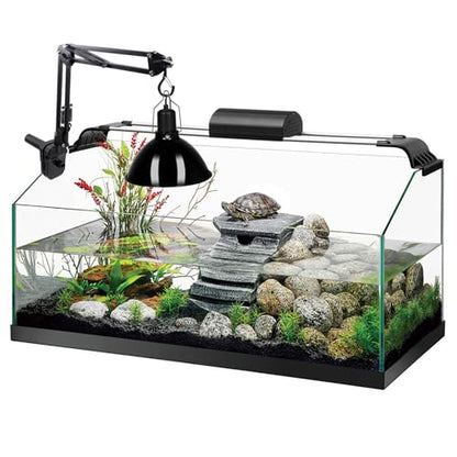Reptile Heat Lamp Stand Clip-Type, Black Metal Multi-Position Adjustable Light Holder with 360°Swing Arm for Clipping onto Fish Tank, Turtles Chameleons Terrarium (Lamp Not Included)