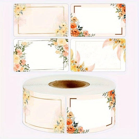 250pcs/roll Flower Pattern Self-Adhesive Labels for Gift Packaging, Handwritten Rectangular Name Stickers, Style 3 - color: Colorful 60