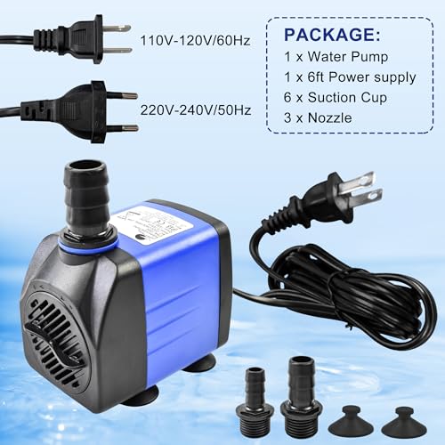 25W Outdoor Water Pump 396GPH AC 110V Mini Submersible Water Pump with 6.0ft High Lift for Fountain Waterfall - color: 25w 1500l/H