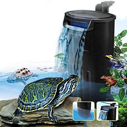 Turtle/Reptile Filter for 20 Gallon Tank, 5/10/30 Gallon etc, Ultra-Quiet Waterfall Filter for Shrimp Amphibian Frog Crab Aquarium