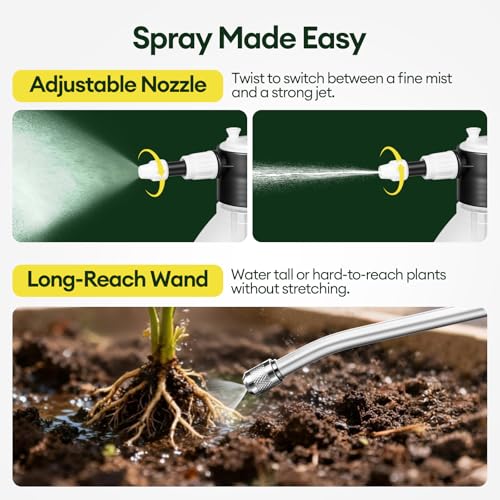 MAYGROVE 50oz Pump Sprayer, Hand Water Spray Bottle | Clear Plant Sprayer with Side Filling Port, Measuring Cup, Adjustable Nozzles, Safe Pressure Relief Valve for Indoor Plant