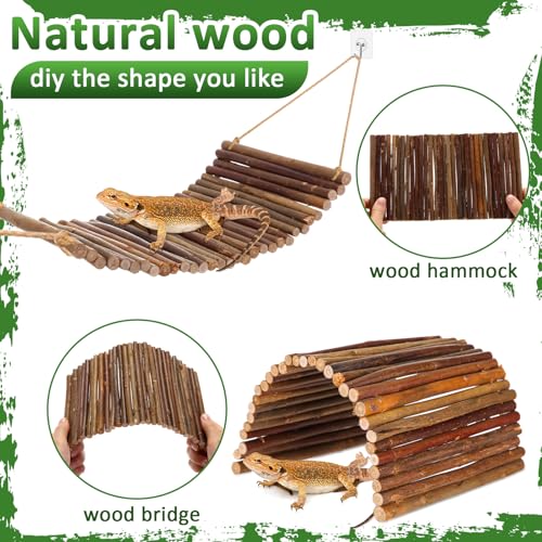 Foilswirl Bearded Dragon Tank Accessories Reptile Bridge Hammock Plants Jungle Climber Vines Terrarium Branch Plants Habitat Decoration for Hiding Climbing Snake Gecko Lizard Chameleon - style: Reptile Bridge