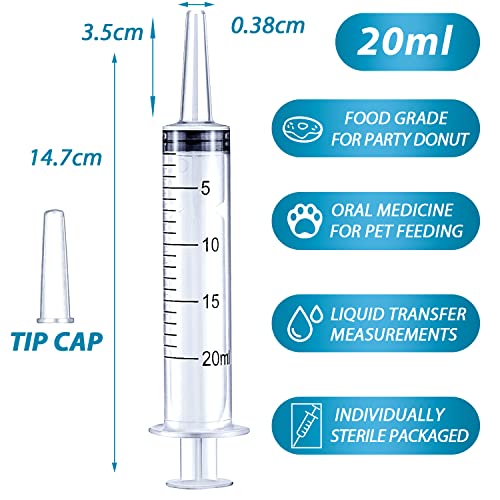 20ml Syringe for Liquid, Oral, Scientific Labs, Measurement, Dispensing, with Cap- 3 Pack 20ml Syringes - style: 20 ml