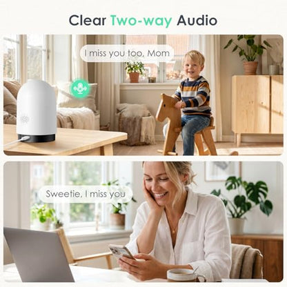 YOTON Indoor Security Camera 2pcs, 2K 360° Wi-Fi Baby Monitor & Pet Camera w/Motion Tracking, 2-Way Audio, Night Vision, SD/Cloud, Compatible with Alexa & Google Home, 2.4/5GHz - size: 2-pack