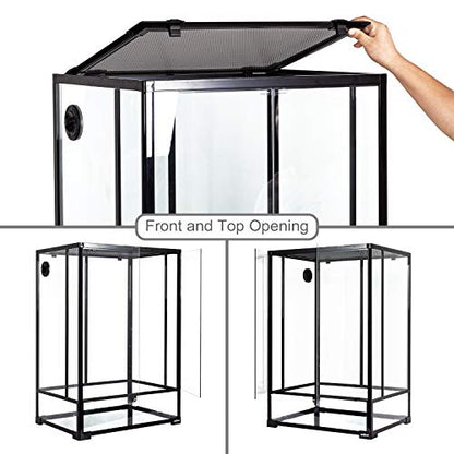 REPTI ZOO 24" x 18" x 36" Reptile Tall Glass Terrarium Rainforest Habitat Double Hinge Door with Screen Ventilation 67 Gallon Reptile Terrarium Easy Assembly