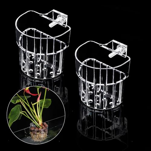 2 Pack Clear Aquarium Plant Holder Top Hanging Fish Tank Plant Holders Fits up to 0.8in Tank Edges, Aquarium Décor - color: Semicircle-White