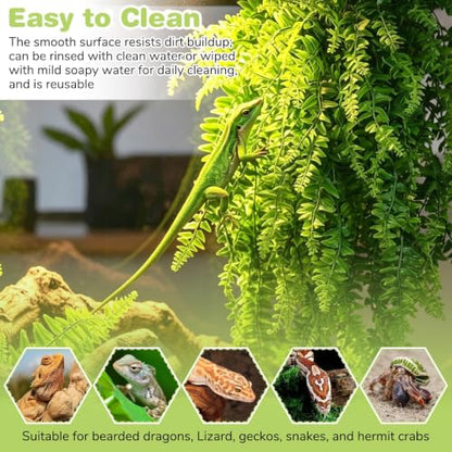 PINVNBY Reptile Plants Hanging Fake Vines Boston Climbing Terrarium Plant with Suction Cup for Bearded Dragons Lizards Crested Gecko Snake Hermit Crab and Tank Habitat Decorations (2 Pack) - size: 2 PCS