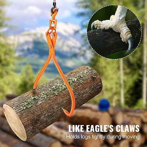 VEVOR Heavy Duty Rotating Steel Lumber Skidding Tongs, 32 inch 2 Claw Log Lifting Tongs, 1543 lbs/700 kg Loading Capacity - style: 32in-Swivel