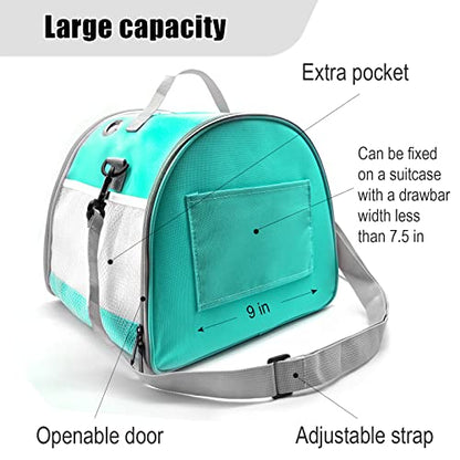 Small Animal Carrier Bag, Upgraded Portable Guinea Pig Carriers, Transparent Hamster Carrying Case, Reptile Rat Rabbit Bearded Dragon Hedgehog Carrier Bag for Travel, Hiking, Walking, Outdoor (Green) - color: Green