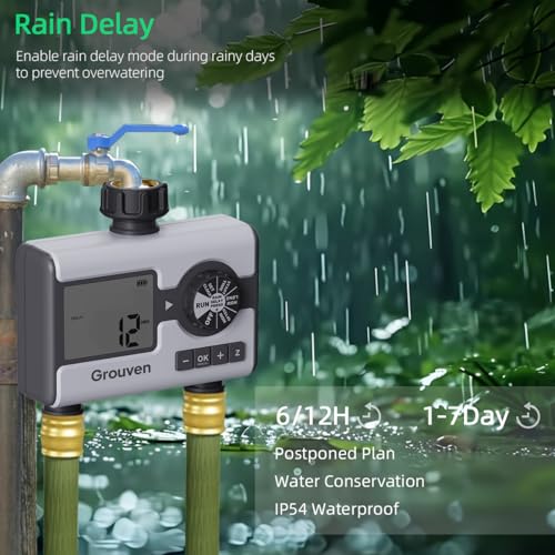 Garden Sprinkler Hose Timer Automatic Watering System 2 Outlet | with Rain Delay, Manual, Hose Timer Programmable Faucet Timer for Yard Lawn Pool - style: 2 outlets
