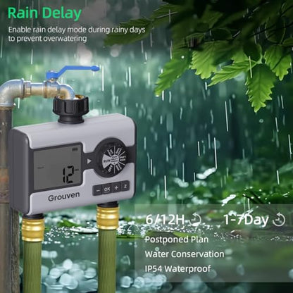 Garden Sprinkler Hose Timer Automatic Watering System 2 Outlet | with Rain Delay, Manual, Hose Timer Programmable Faucet Timer for Yard Lawn Pool - style: 2 outlets