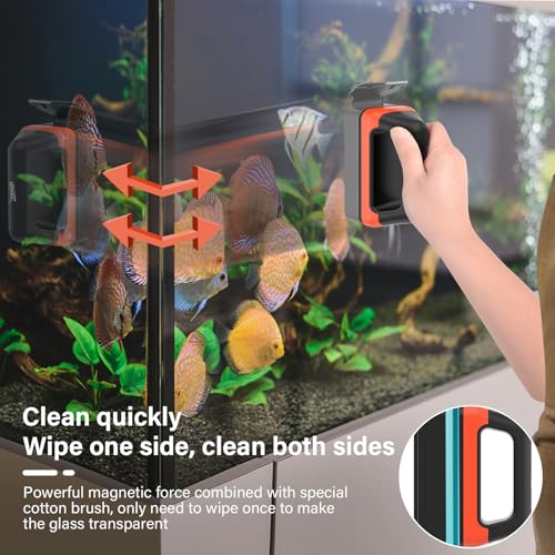 hygger Fish Tank Magnetic Glass Cleaner Two Detachable Algae Scraper for Aquarium Fish Tank，Floating Scrubber Brush Glass Algae Magnet Cleaning Tool for Medium Aquariums Tank - size: M