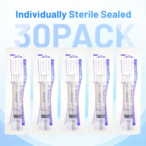 60ml Plastic Syringe with Cap, Large Syringes without Needle for Liquid, Scientific Labs, Measurement, Pet Feeding ,Ink Refilling ,Oil or Glue Applicator, Individually Wrapped (30 Pack) - style: 60ml