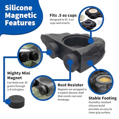Pangea Silicone Gecko Feeding Ledge - Magnetic Mini Food Dish, Black | 4.125" x 2.625" x 1.18" - Fits 0.5oz Feeding Cups, Easy to Clean Silicone Build - 1.625" x 0.625" Size Cup Holder - color: Black