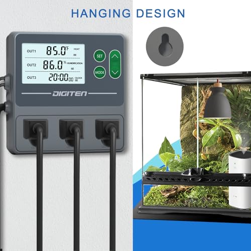 DIGITEN Temperature and Humidity Controller with Timer,3 Outlet Dual Probes | 3-Stage Outlet Control Temp,Humidity & Timer Separately,Digital Thermostat Outlet for Reptile,Aquariums,Mushroom,Greenhouse