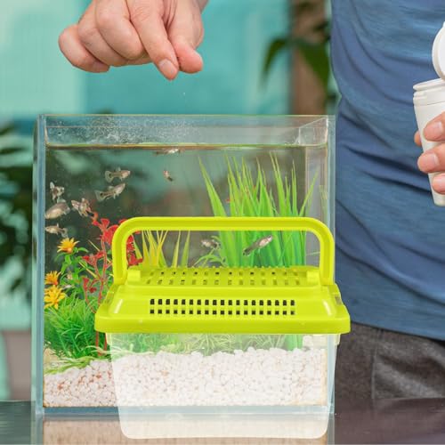 FOMIYES Plastic Turtle Fish Tank with Handle, Clear Aquarium Container for Small Pets, Tortoise Habitat, Goldfish Bowl, Reptile Transport Box, 5.11 X 3.54 X 3.54 Inch