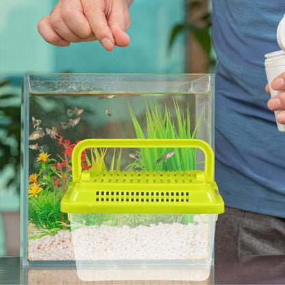 FOMIYES Plastic Turtle Fish Tank with Handle, Clear Aquarium Container for Small Pets, Tortoise Habitat, Goldfish Bowl, Reptile Transport Box, 5.11 X 3.54 X 3.54 Inch