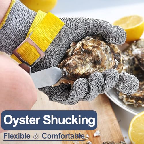 Dowellife Comfortable ANSI A9 Cut Resistant Glove Food Grade, Mesh Metal Kithcen Glove for Chef Oyster Shucking Mandoline Knife Butcher Meat Cutting - size: Medium (Pack of 12)