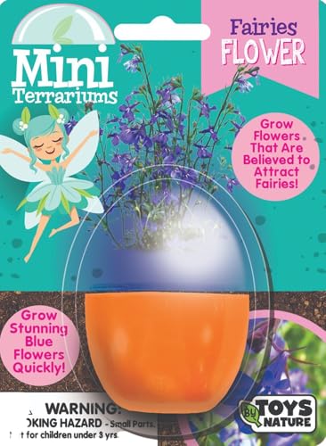 Toys By Nature Mini Terrarium Flowering Bundle, 100% USA Made Complete Starter Kit Includes 2 Each of Lobelia, Dixie Belle Hibiscus, Rose of Sharon, Easy to Grow Planting Seeds Just Add Water - color: Flowering Bundle