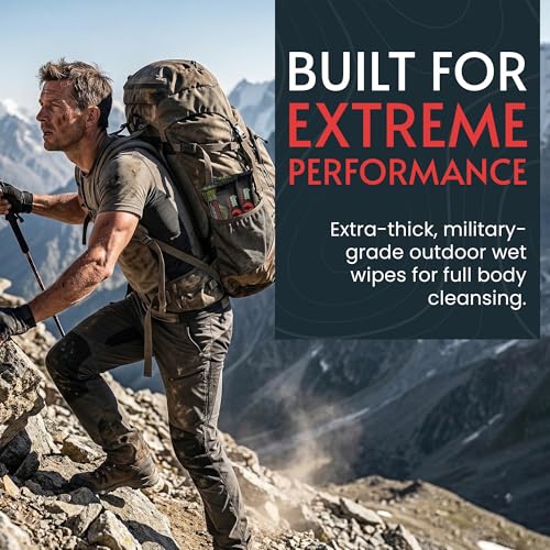 COMBAT WIPES Commando Black camping wipes – biodegradable wipes & full body wipes for Military, Hunting & body wipes travel – Unscented, (75 Count (3 Pack) - style: 75 Count (3 Pack)