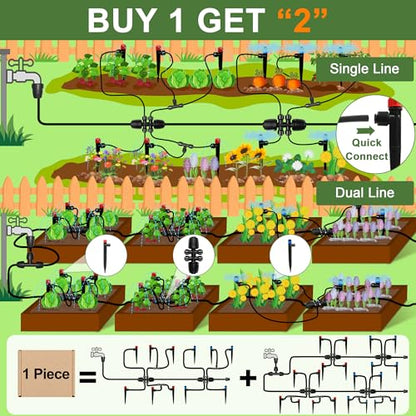 Drip Irrigation Kit for Garden, Quick-Connect Plant Watering System 230FT | Raised Bed Drip Line Kit, Greenhouse Accessories, DIY Micro Sprinklers Set for Yard Outside, Sistema De Riego Por Goteo - size: 230FT