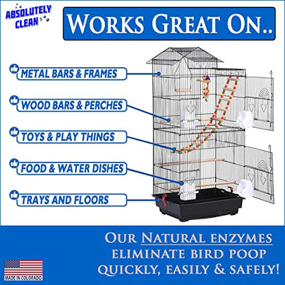 Absolutely Clean Amazing Bird Cage Cleaner and Deodorizer - Just Spray/Wipe - Safely & Easily Removes Bird Messes Quickly and Easily - Made in The US - Fragrance Free (16oz Pack of 1) - style: 16 Fl Oz (Pack of 1)