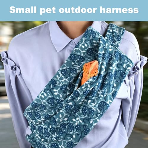 Guinea Pig Carrier Sling and Backpack 2-in-1,Bearded Dragon Sling Carrier | Guinea Pig Sling Bag Adjustable Reptile Carrier Bag for Guinea Pig Hamster Gecko Ferret, for Safe Pet Travel (Blue)