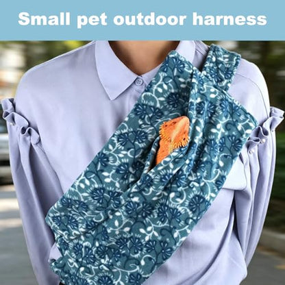 Guinea Pig Carrier Sling and Backpack 2-in-1,Bearded Dragon Sling Carrier | Guinea Pig Sling Bag Adjustable Reptile Carrier Bag for Guinea Pig Hamster Gecko Ferret, for Safe Pet Travel (Blue)