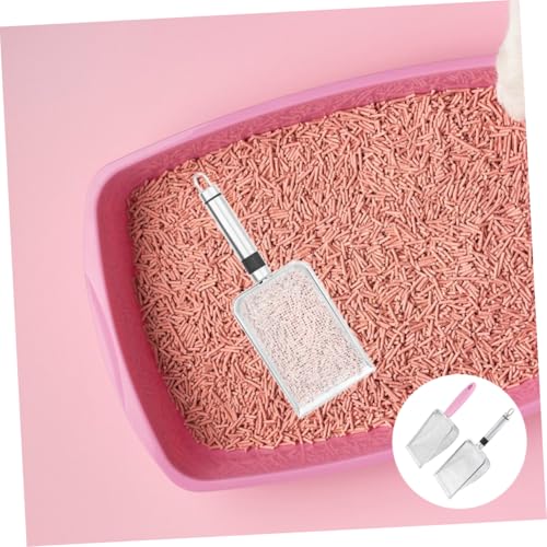BESPORTBLE 2pcs Stainless Steel Cat Litter Scoop Metal Sifter for Cats Small Dogs Reptile Terrarium Waste Shovel with Fine Mesh Easy to Clean and Pet Poop Scooper