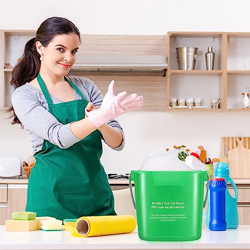 Lallisa 12 Pcs 3 Quart Cleaning Bucket Small Sanitizing Square Bucket Detergent Pail for Home Office Commercial Restaurant Kitchen Bathroom School (Green) - color: Green