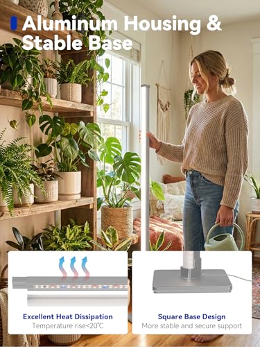 Vertical Grow Light for Indoor Plants, 60in LED Standing Lamp | 36W Full Spectrum Plant Lights with Auto Timer, 268 LEDs Dimming and 3 Light Modes for Wide Coverage Area in Indoor Gardens - size: 60 IN(Silver)