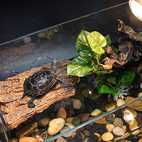 BigTron Turtle Floating Basking Platform - Artificial Bark Decor, Ideal for Aquariums, Terrace Fish Tanks, 3 pcs Suction Cups Included for Easy Installation Resting Terrace for Terrapins (Brown) - color: 8.6*5.1*1.6 Inches Brown