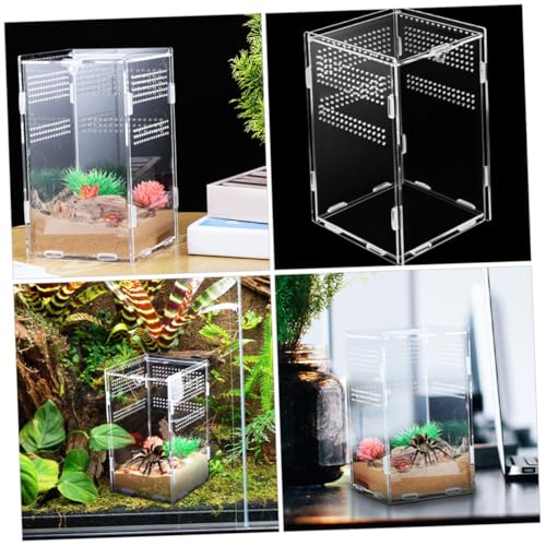 Kisangel Acrylic Reptile Egg Box Turtle Enclosure Tarantula Habitat Reptile Feeder Box Lizard Food Container Insect Feeding Lock